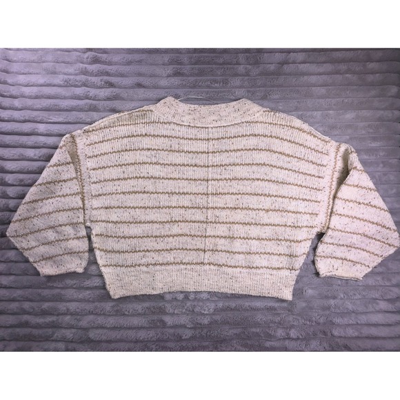 Free People Sweater Women Small Starlight Striped Sparkle Open Knit Oversize Top - Picture 7 of 12